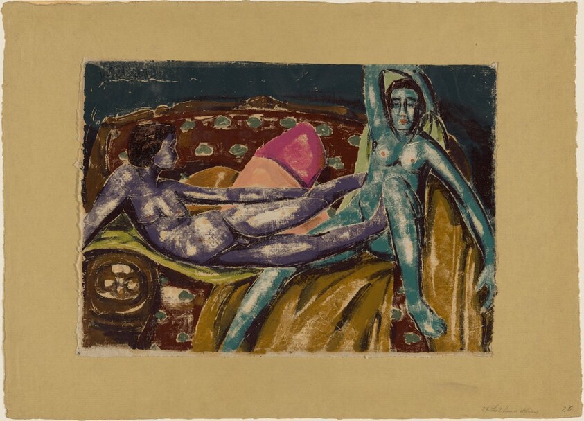 Two Female Nudes on a Couch