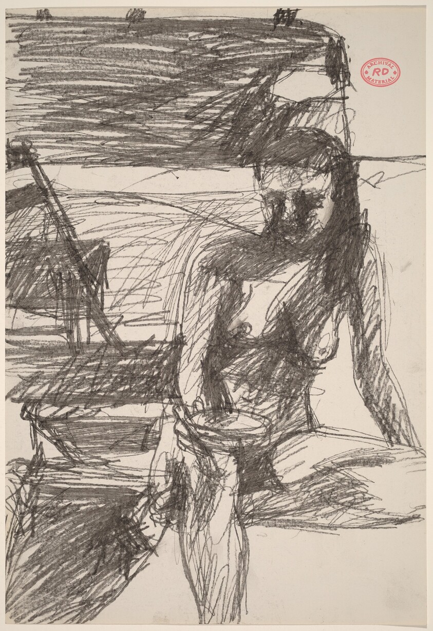 Untitled [seated female nude holding an object]