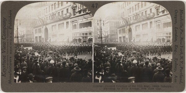 "Colored Veterans of the 15th Regiment, 369th Infantry, Marching up Fifth Avenue, New York City"