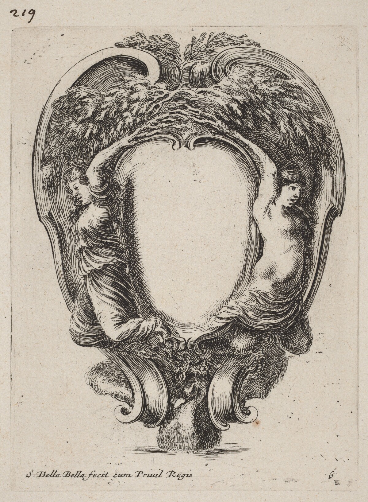 Cartouche with Two Nymphs Metamorphosed into Trees