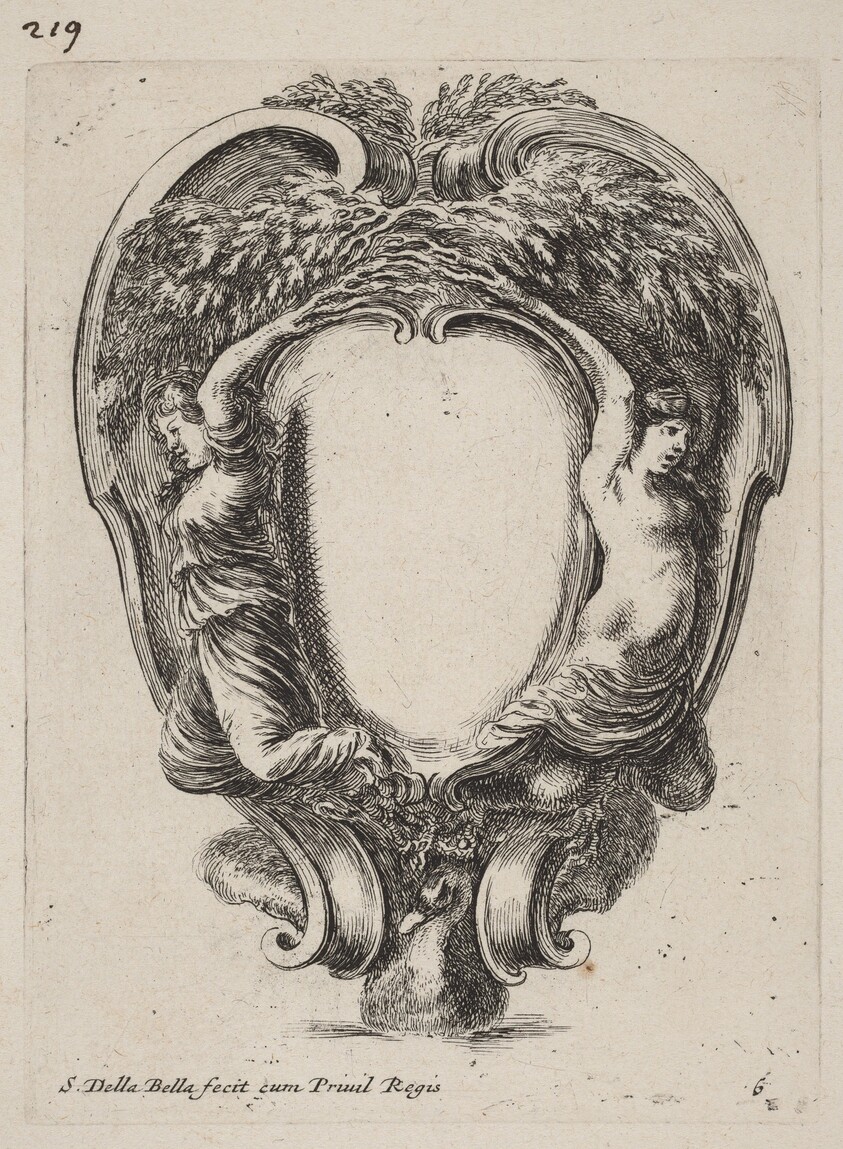Cartouche with Two Nymphs Metamorphosed into Trees