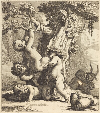 Putti and Fauns Climbing a Grapevine