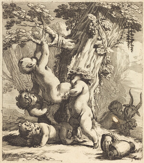 Putti and Fauns Climbing a Grapevine