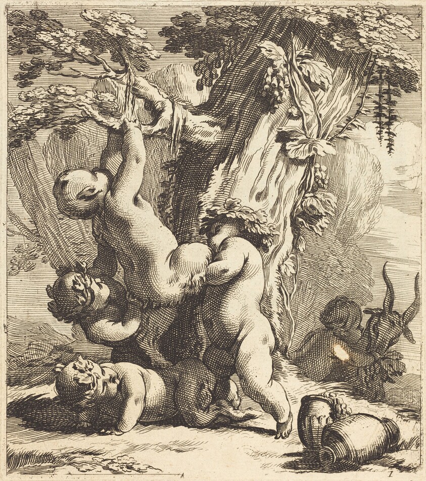 Putti and Fauns Climbing a Grapevine