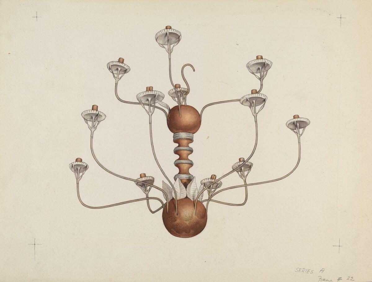 Wood and Tin Chandelier