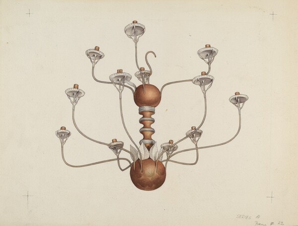 Wood and Tin Chandelier