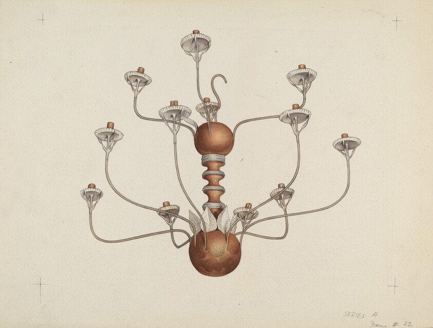 Wood and Tin Chandelier