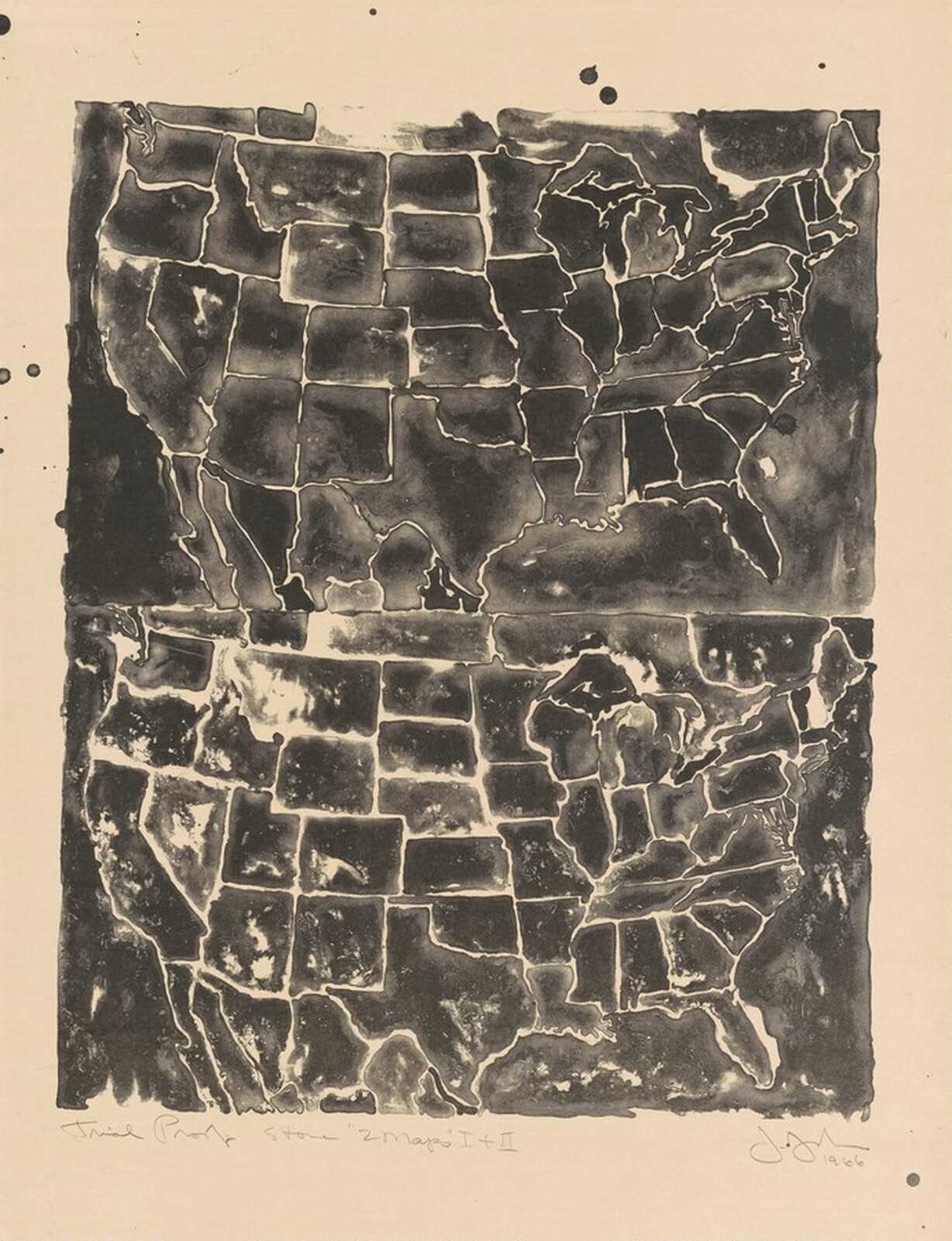 Two Maps I [trial proof], Jasper Johns, 1966