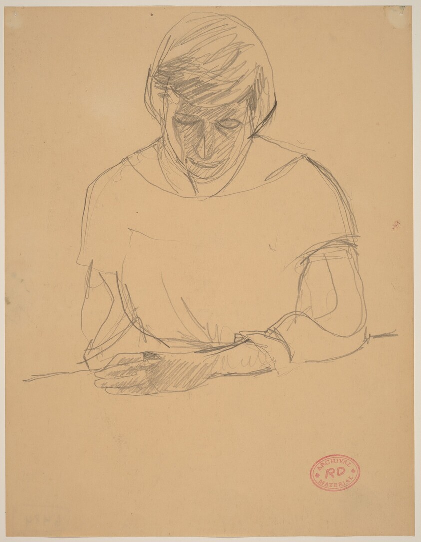 Untitled [figure resting left arm on a ledge: front view]