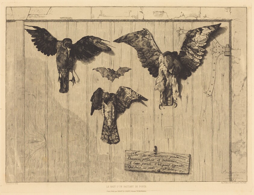 Le Haut d'un battant de porte (Birds Nailed to a Barn Door)