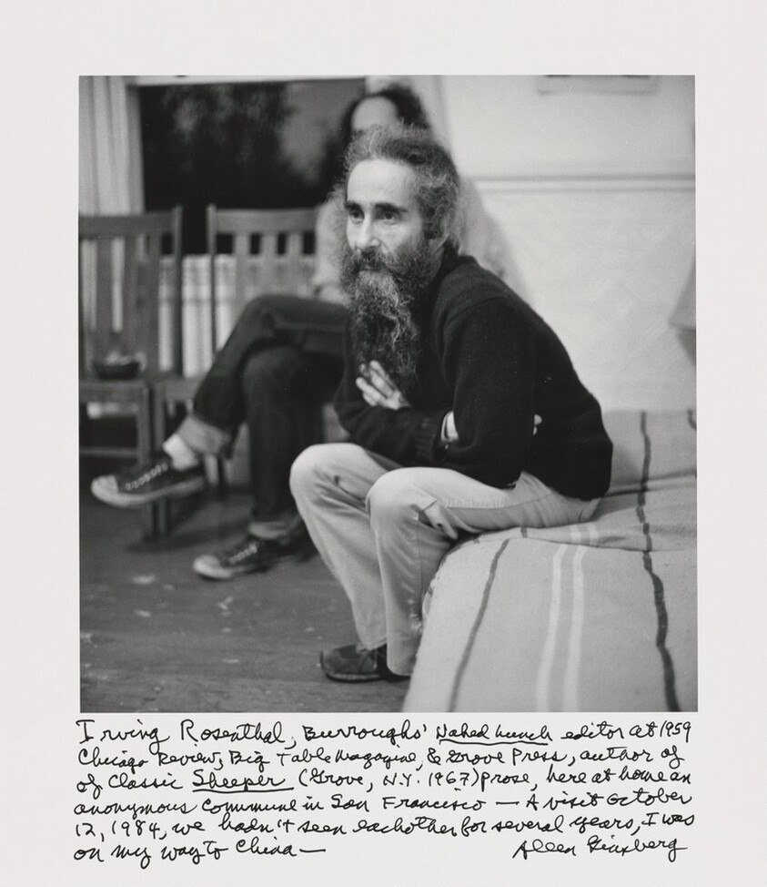 Irving Rosenthal, Burroughs' _Naked Lunch_ editor at 1959 Chicago Review, Big Table Magazine, & Grove Press, author of Classic _Sheeper_ (Grove, N.Y. 1967) prose, here at home an anonymous commune in San Francisco-- A visit October 12, 1984, we hadn't seen each other for several years, I was on my way to China--
