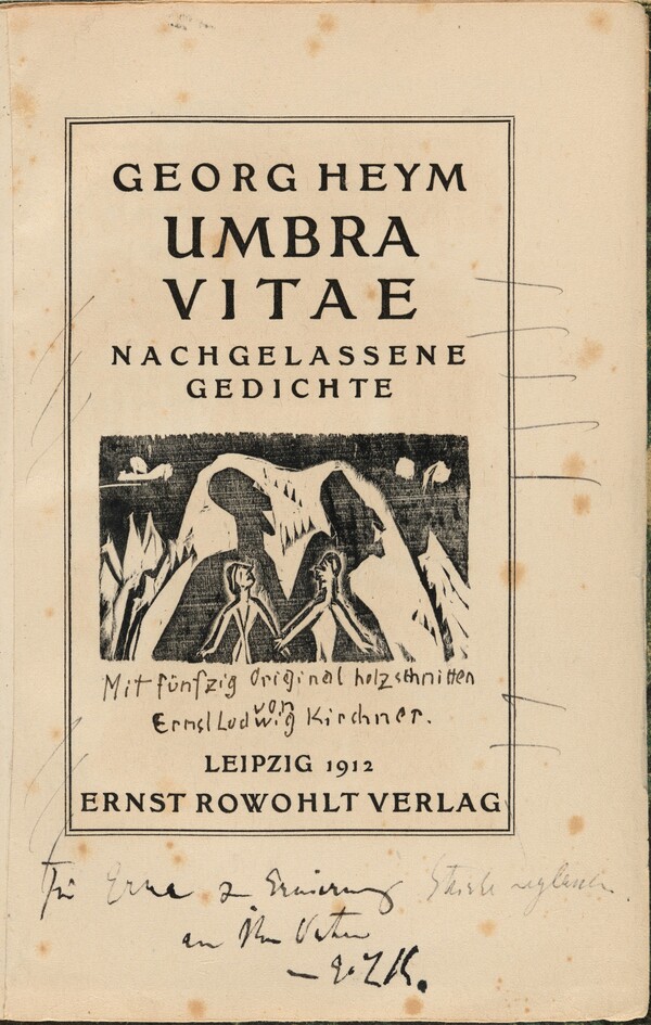Titelvignette (title vignette) from mock-up of Georg Heym: Umbra Vitae (Georg Heym: Shadow of Life)