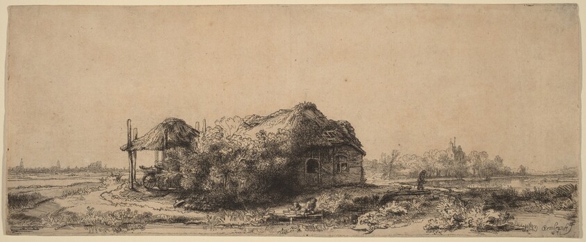 Landscape with a Cottage and Hay Barn: Oblong