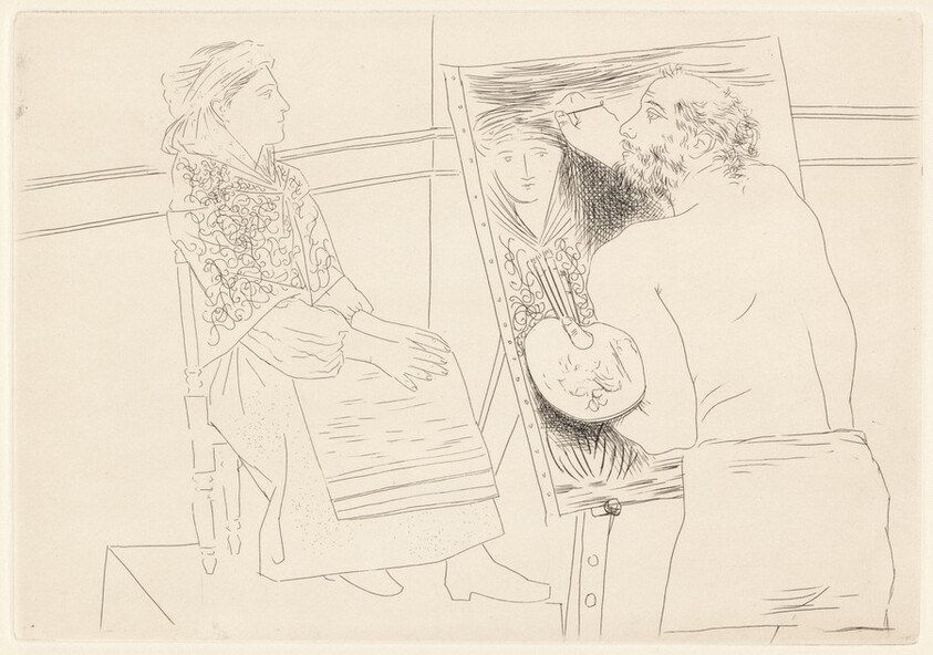 Peintre chauve devant son chevalet (Bald Painter at His Easel)