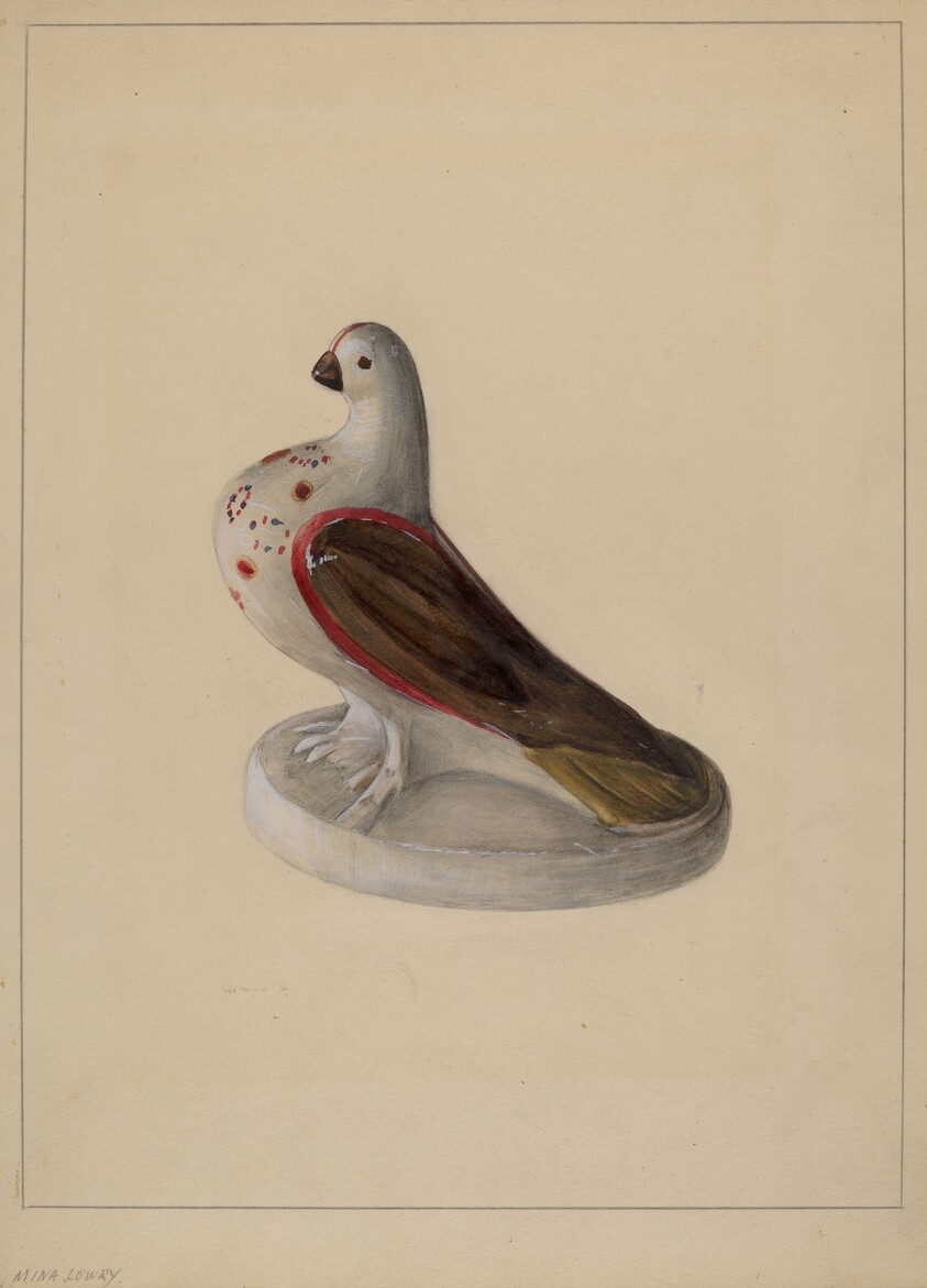 Chalkware Pigeon Figurine