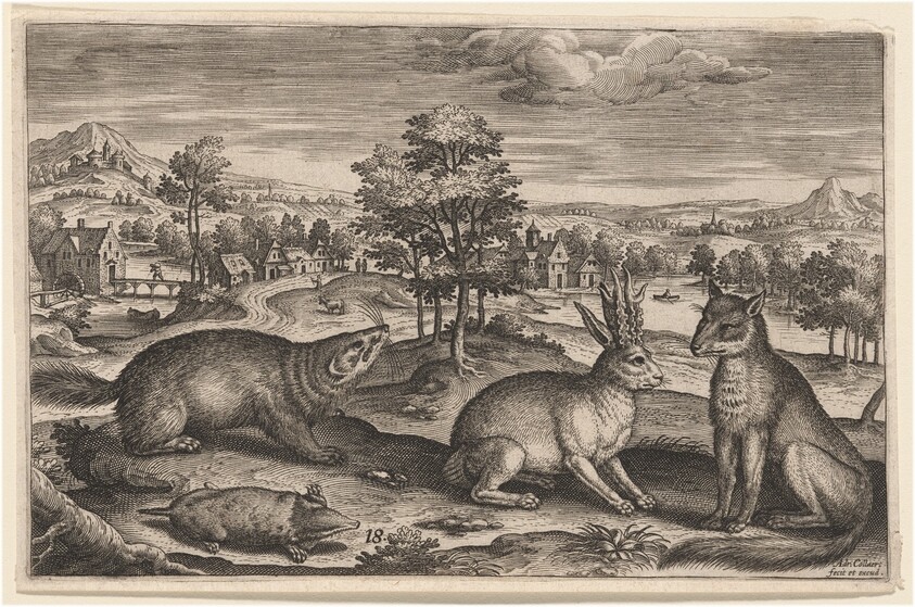 A Mole, a Badger, a Horned Hare and a Fox