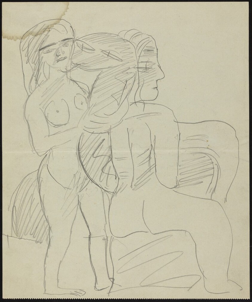 Two Nude Figures and Serpent