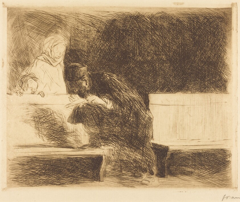 Avocat compulsant un dossier (Lawyer Going through a Brief)