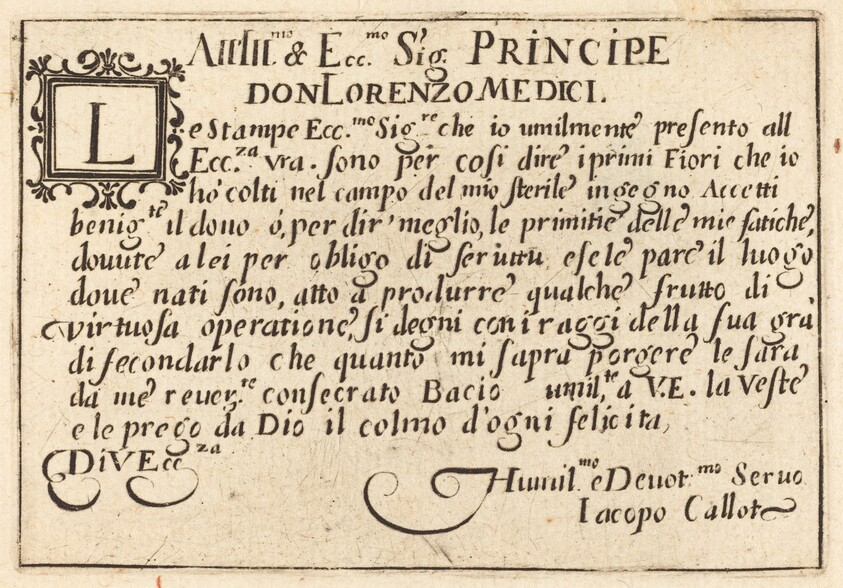 Dedication to Don Lorenzo de' Medici
