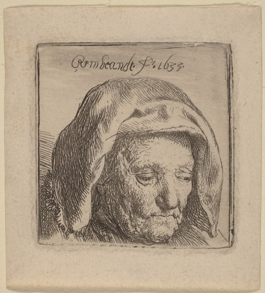 The Artist's Mother in a Cloth Headdress, Looking Down