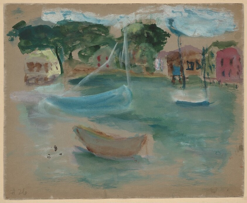 Harbor with Sail Boats [verso]