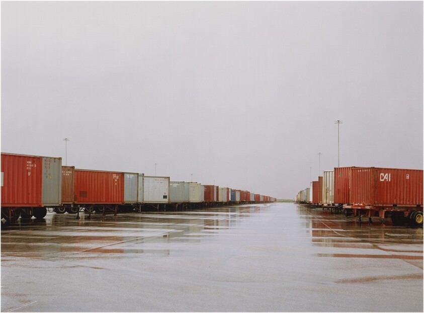Untitled (Red Containers, Wet Ground, Fort Worth, Texas)
