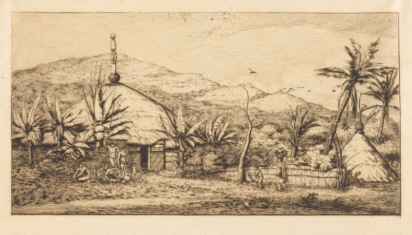 Nouvelle-Calédonie: Grande case indigène sur le chemin de Ballade à Poepo, 1845 (New Caledonia: Large Native Hut on the Road from Balade to Puebo, 1845)