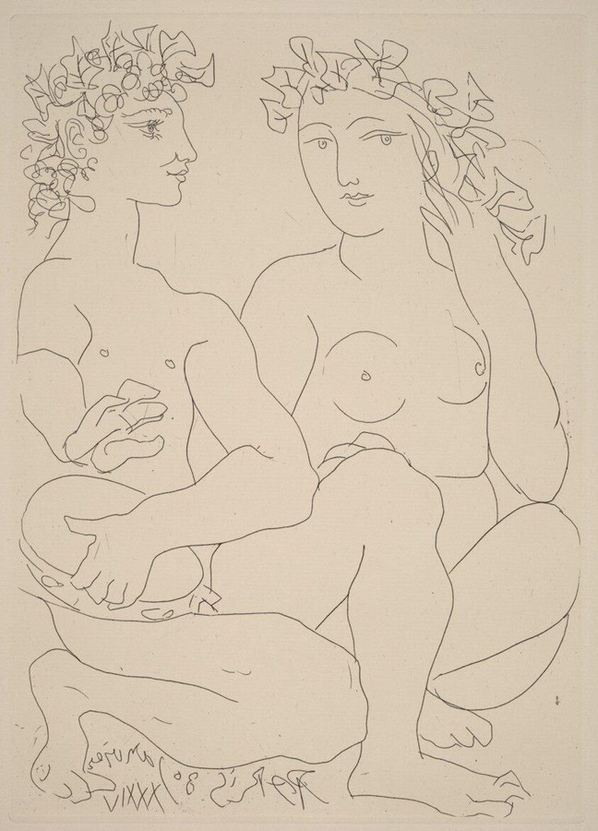 Young Bacchus with a Tambourine, with a Bacchante (Jeune Bacchus au tambourin, avec un Bacchante)