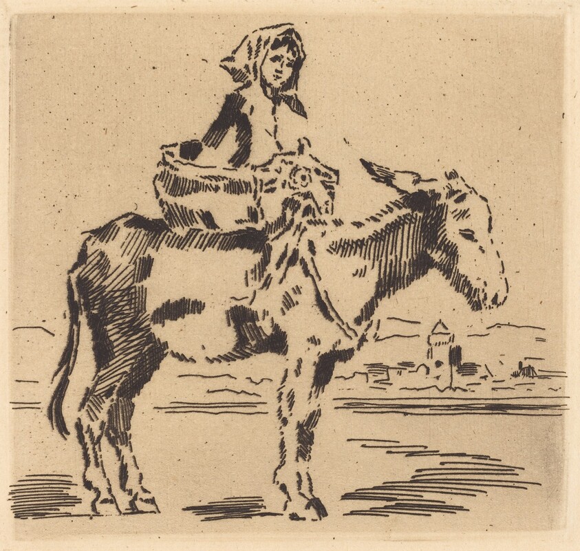 Cacoletière à la Tour (Woman Riding an Ass near a Tower)