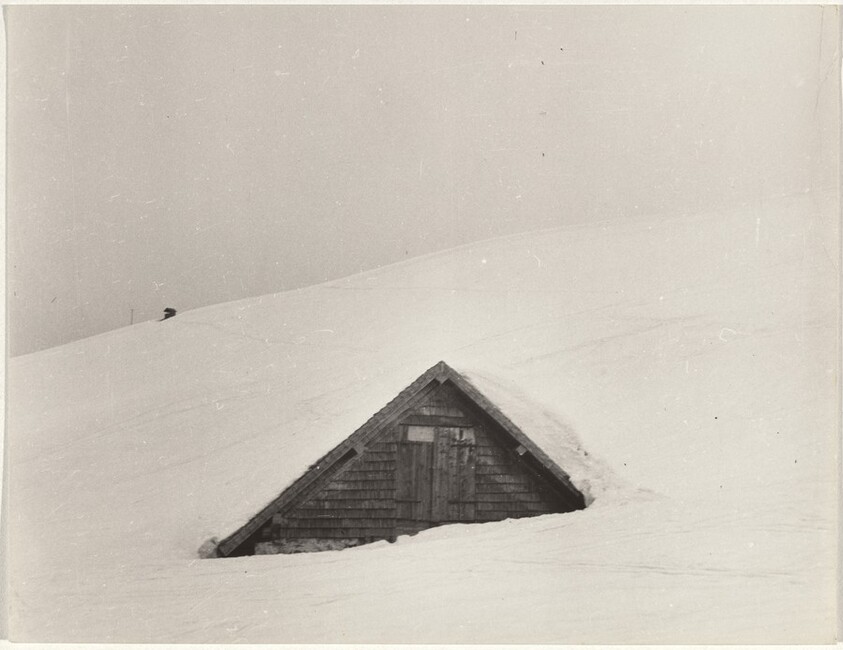 Snow-covered cabin--Landscape
