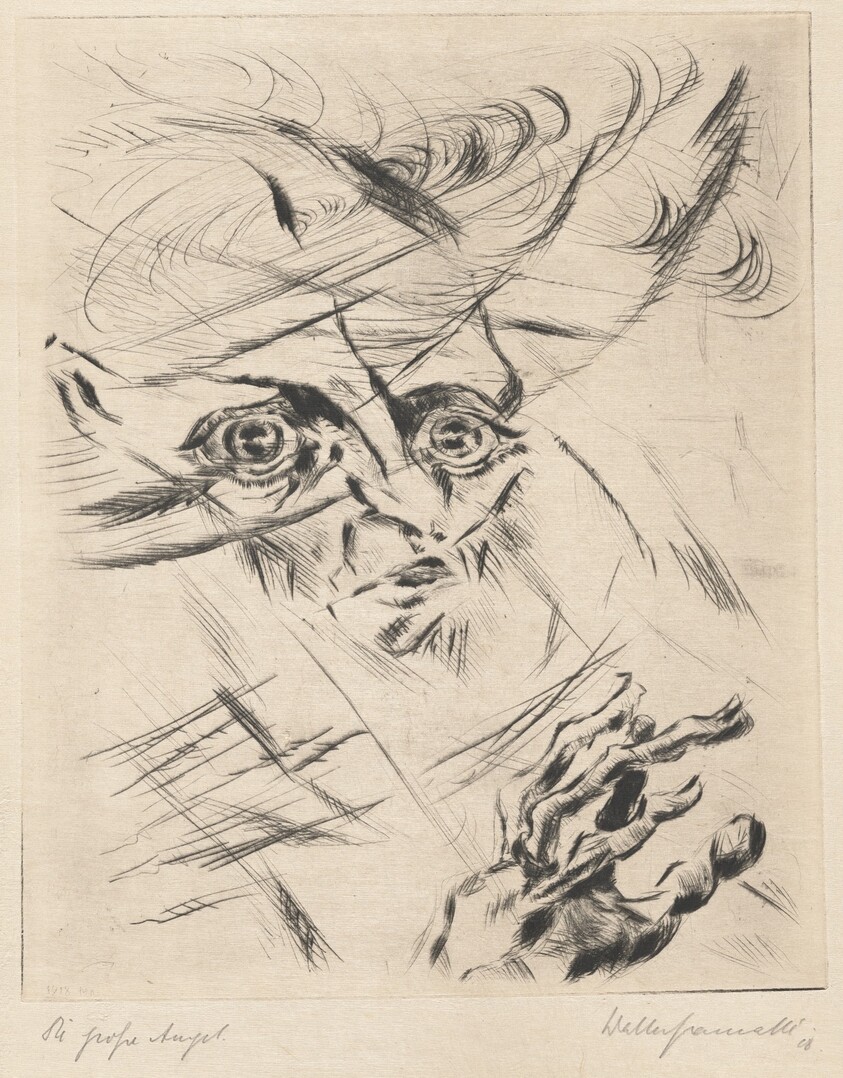 The Great Anxiety (Self-Portrait, in Three-Quarter Profile to the Right) (Die große  Angst [Selbstportrat, Kopf im Halbprofil nach rechts])