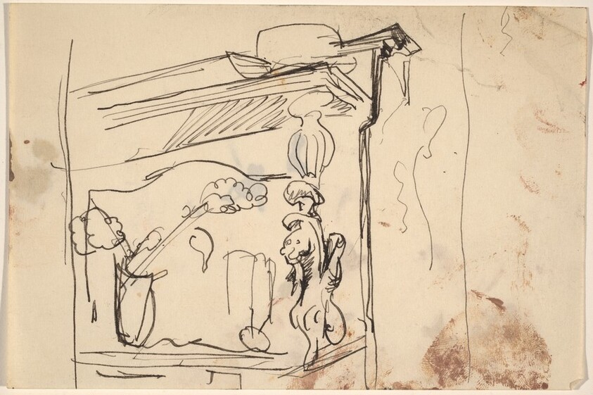 Still Life with Hat on Dresser Shelf