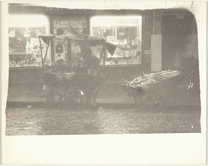 Flower cart in rain, Paris