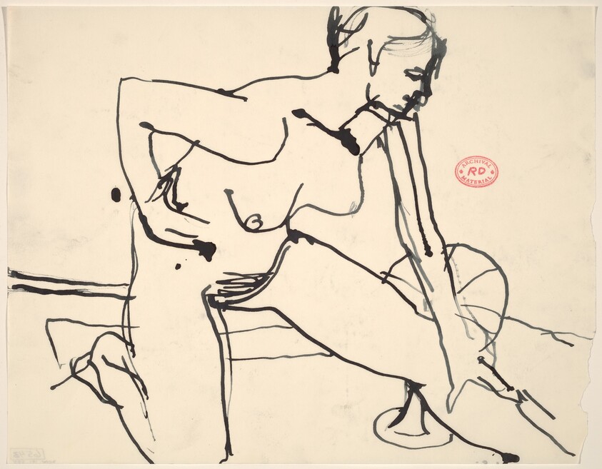 Untitled [female nude kneeling and stretching]