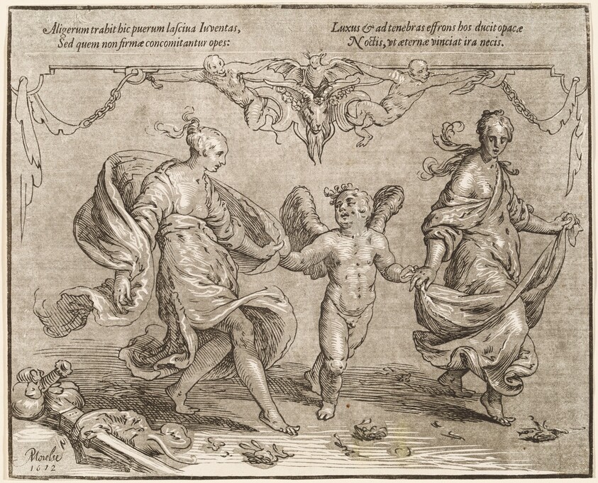Cupid Dancing with Two Allegorical Women