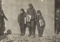 John Pento, 14 years old, Daniel and Angelo Pento, 7 years old, selling newspapers, Hartford, Connecticut, Lewis Hine, March 1909