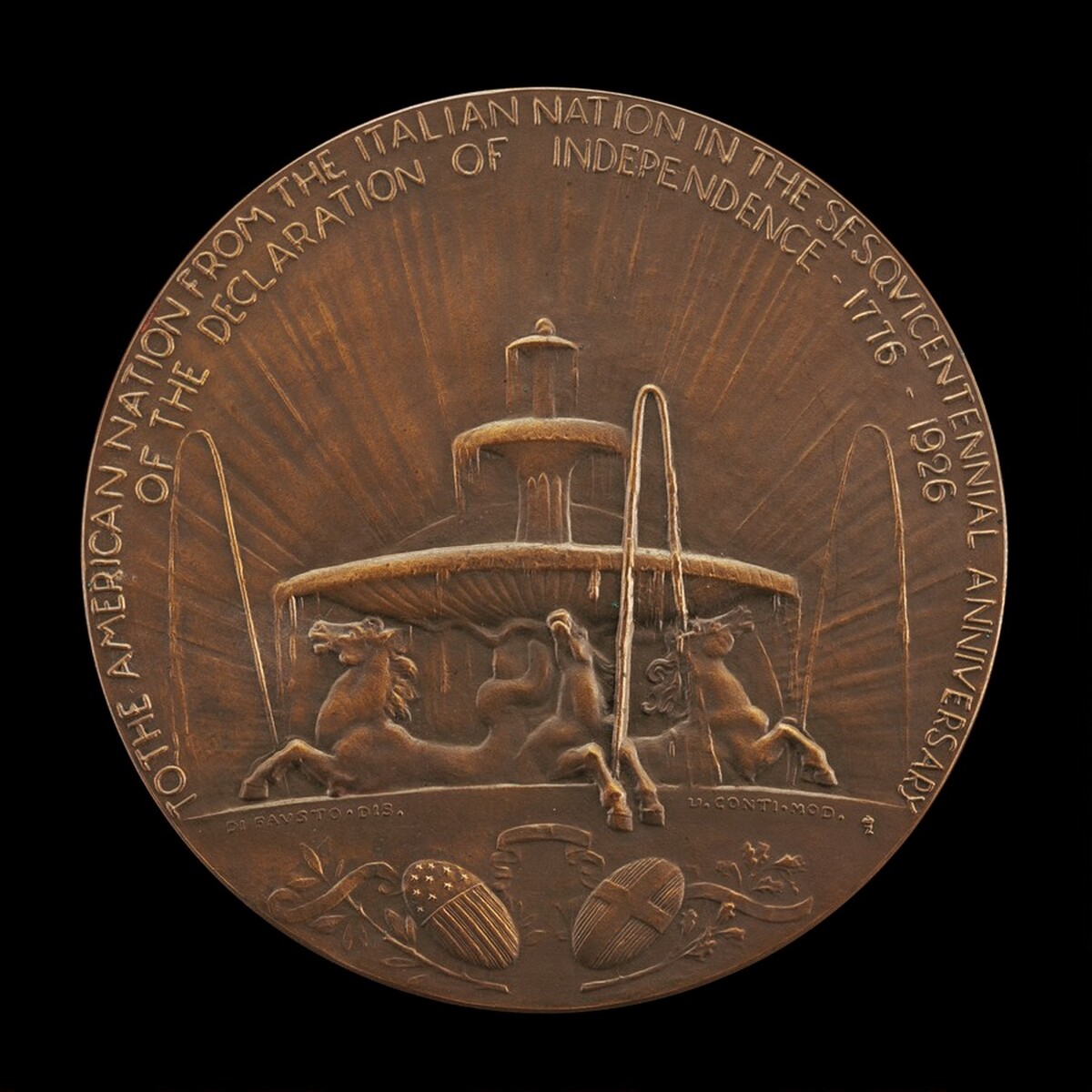 Dedication of The Fountain of the Seahorses to Commemorate the Sesquicentennial of the Declaration of Independence [obverse]