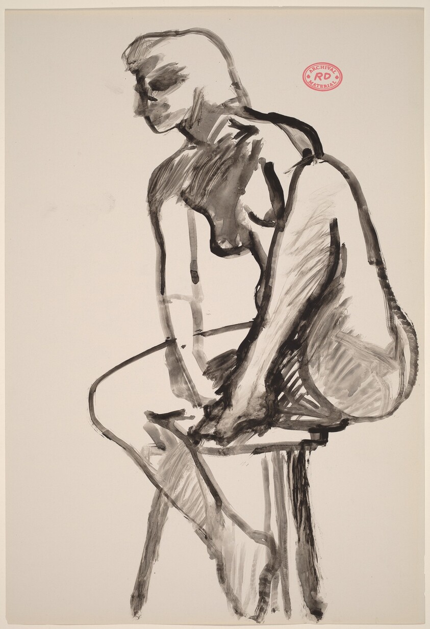 Untitled [female nude in stool with left foot on seat]