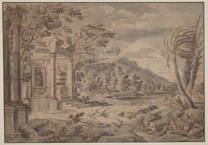 Antique Ruins along a Mountain Coast