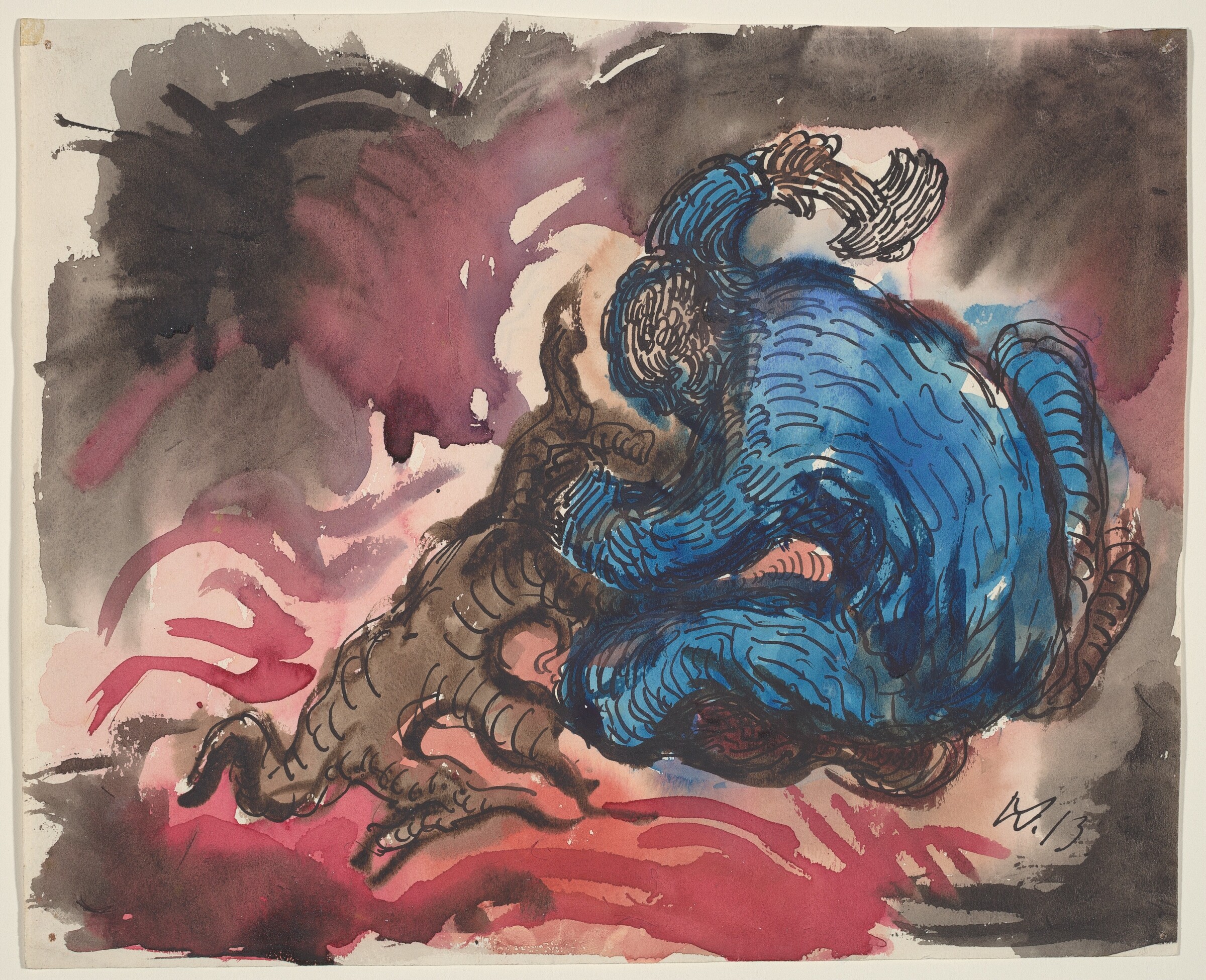 Hölzfaller (recto), Wilhelm Morgner, 1913