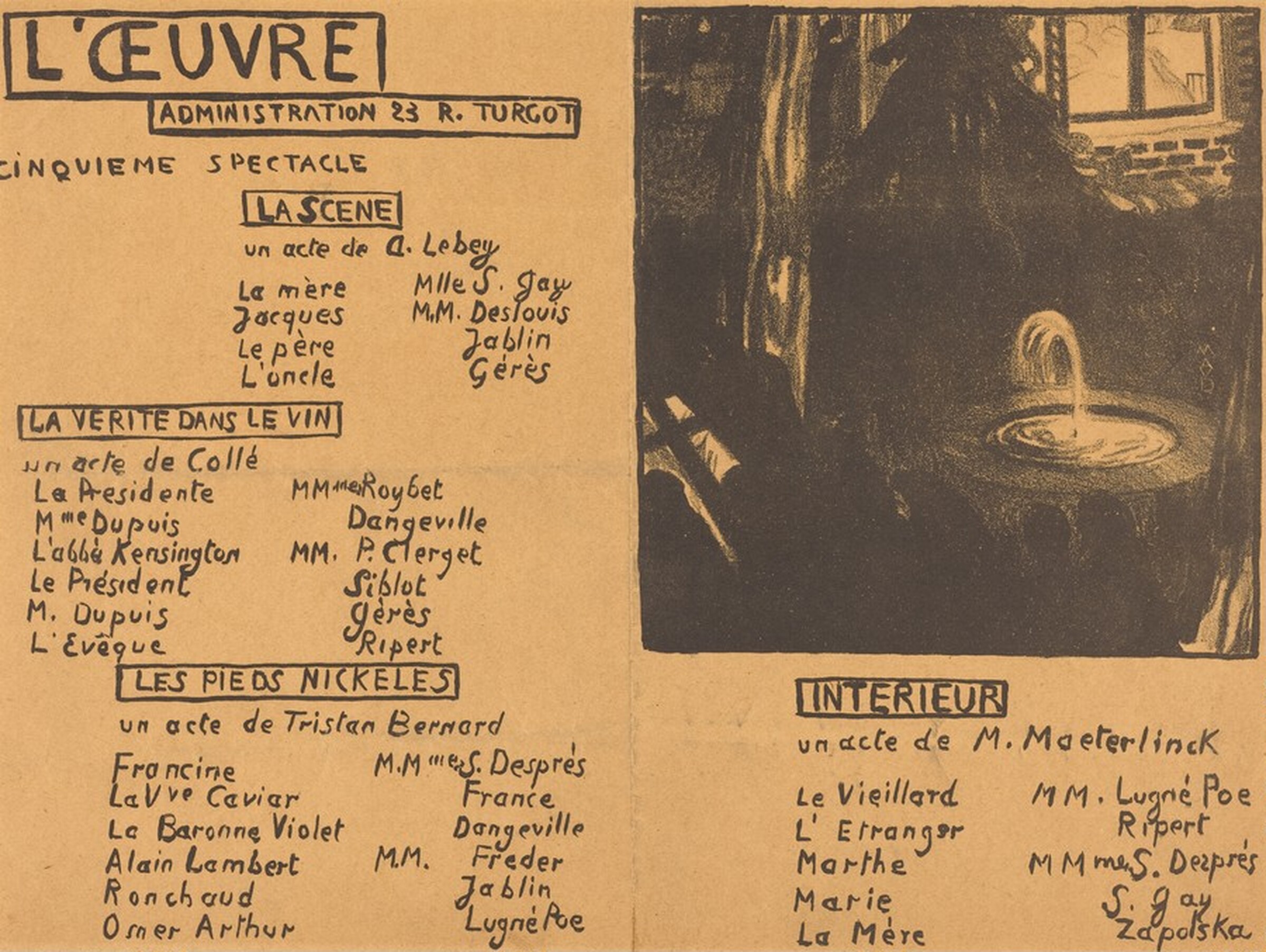 La Scène; La Vérité dans le vin; Les Pieds nickelés; Intérieur, Maurice Denis, 1895