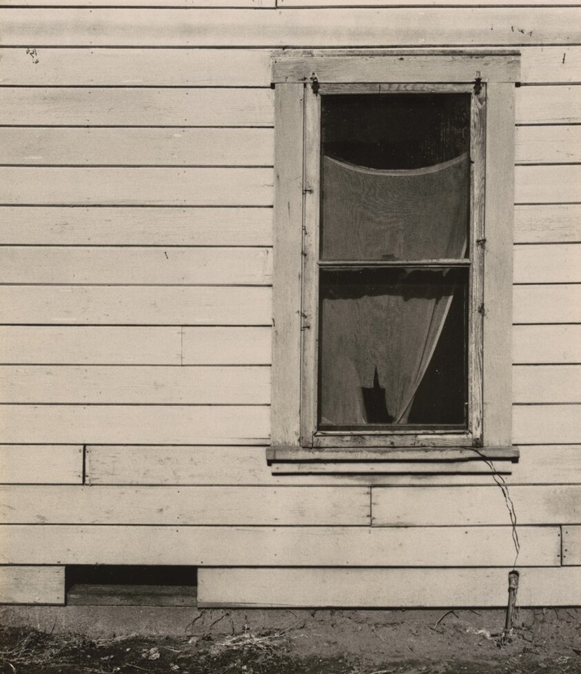 Tattered Curtain in Window, Pomona, California