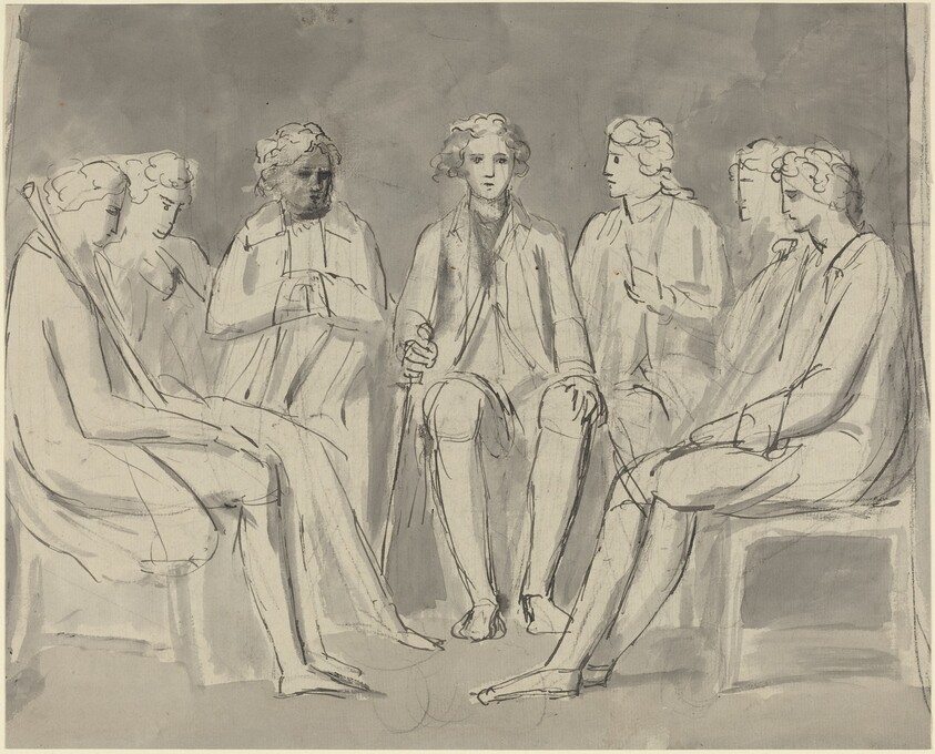 Group of Men Seated in a Circle [recto]