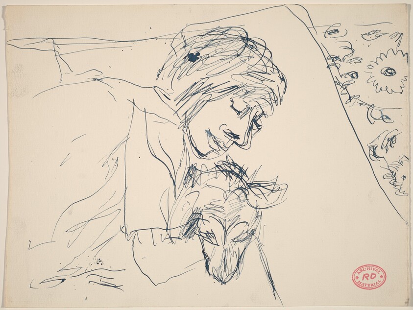 Untitled [woman holding a dog]