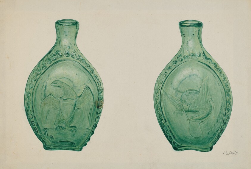 Green Glass Flask