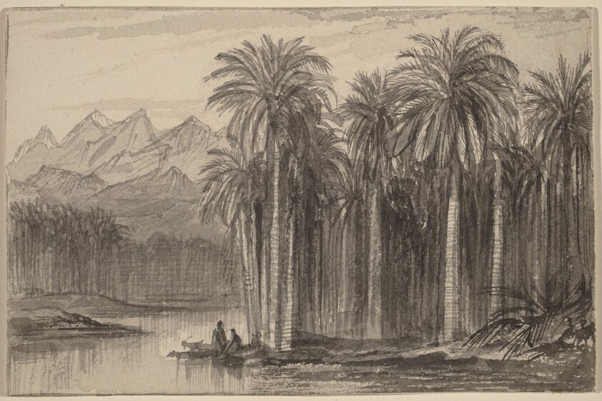 Figures Setting Out in Canoes from a Palm Grove (Wady Feiran)