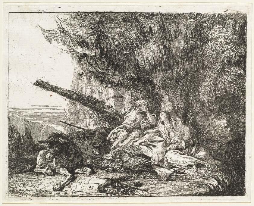 The Rest on the Flight, with Holy Family under a Tree