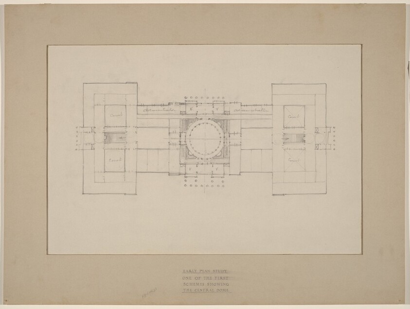 Early Plan Study: One of the First Schemes Showing the Central Dome
