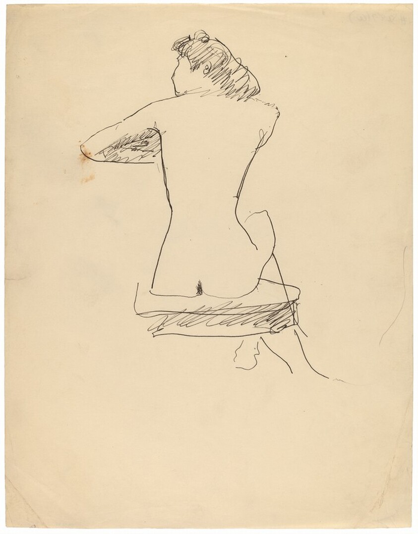 Seated Female Nude Seen from the Back, Left Elbow Extended