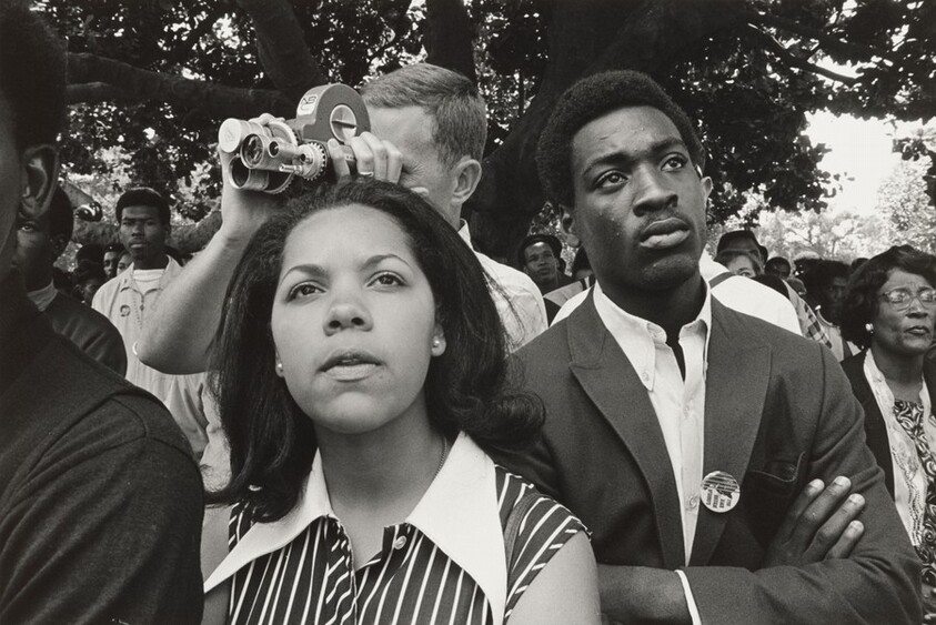 Couple listening, Free Huey Rally, De Fremery Park, Oakland, California